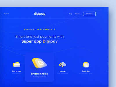 Digipay , Fintech app - Website Design 3d icon application blue digikala digipay fintech fintech app icon 3d minimal product design ui