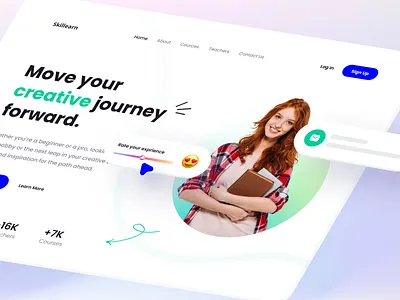 E-Learning Platform Landing Page clean college course design e learning education elearning platform flat hero landing landing page minimal online class online course online education online school student study ui website