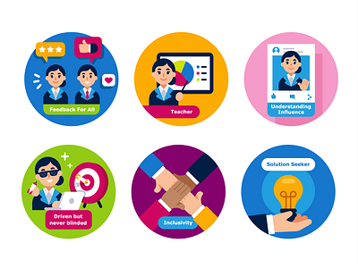Icons Design for EQT.com badges branding business cartoon character colorful company company branding creative flat funny graphic design icon set icons iconset illustration rewards solutions teamwork vector