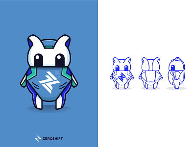 ZEROSHIFT mascot 🦾 adobe illustrator artwork branding character crypto cute robot fun logo illustration logo mascot mascot design vector