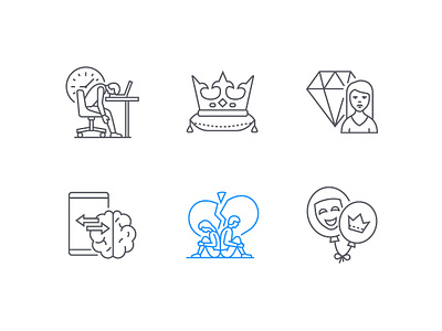Psychological problems line icons depressed design health icon issue line mental psychological psychology style vector
