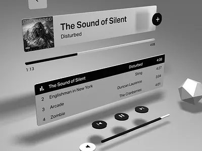3D UI 3d ar clean clear elegant minimal simple ui ux vr