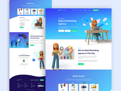 Digital Marketing Agency 3D Landing Page agency business landing page ui design website