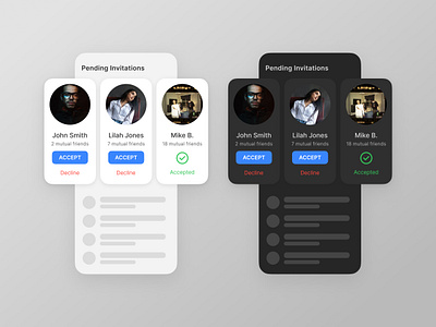 Pending Invitation - DailyUI 078 078 app card daily ui dark mode design friend request friends minimal pending invitation social ui