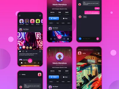 Social App app chat clean concept dailyui design facebook feed feedpage instagram message minimal mobile profile redesign social media social media design ui user ux