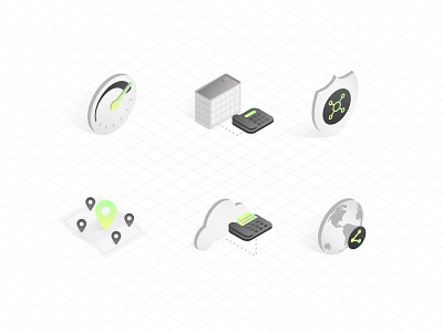 Telecom Industry :: Isometric Icons angles brand branding custom icons digital gray grid icon iconography icons isometric modern neon tech web web design