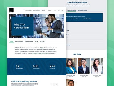 About CTIA about us accordion design in page navigation landing our team responsive staff stats team ui web web design website