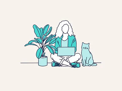 Staffyou rebrand: Illustration 'Freelance' branding cat digital illustration illustration laptop procreate staffyou tech branding visual identity