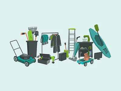 Hey Neighbor :: Illustration blue flat green home house illustration illustrator rent residential shopping storage vector