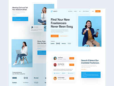 MEKKY - Landing Page Home clean design elegant freelancer inspiration job finder job vacancies landing page landing page design landing page ui light minimal minimalist simple trend ui user interface web web design website