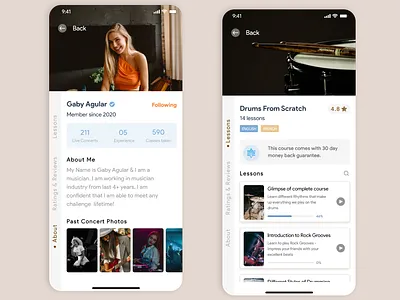 Online Music Tutor app adobe xd android app design ios minimal mobile tutor ui ux