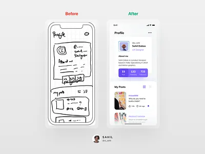 Wireframing Social Media Profile View to UI 3d art app branding design figma minimal social media typography ui ux uxdesign wireframe