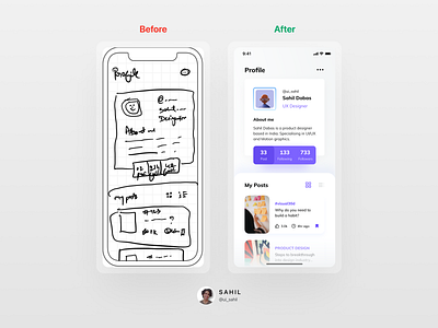 Wireframing Social Media Profile View to UI 3d art app branding design figma minimal social media typography ui ux uxdesign wireframe