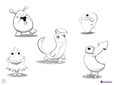 Croquis de créatures (01) character design concept art creature cute illustration kawaï kickalive mobile game smartphone video game