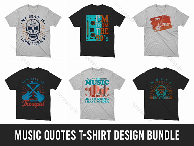 Music Quotes T-Shirt Design Bundle branding design illustration music lover music t shirt print design rock t shirt t shirt design t shirts typography ui ux vector