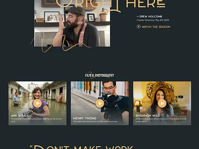 Creator Sessions website convertkit creator sessions dark mode marketing design series series brand video player web design web series