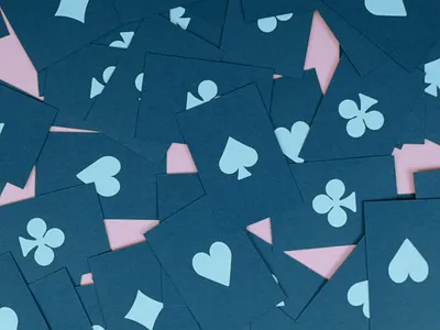 Spinning Cards animations art blue cards clean hand heart motion graphics movement paperart papercut pink playing cards short clip spinning stop animation top view transformation trick video