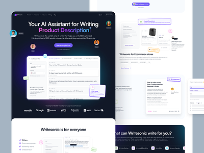 Writesonic - redesign (part 1) ai tool ai writing assistant app design app interface design flexy illustration interfacedesign landing landing ai mobile design product ai product page redesign text text ai ui ux uiux uiuxdesign writing tool