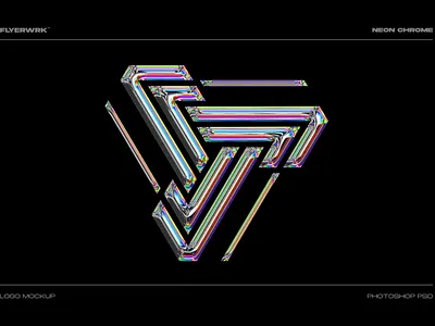 Neon Chrome Logo Mockup photoshop