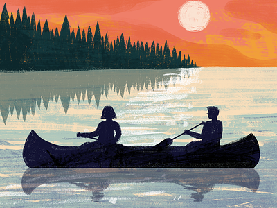 Canoeing art canoe character design drawing editorial email gmail illustration logo outdoors people silhouette texture ui