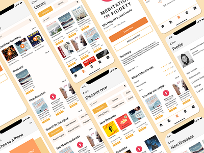 Audiobook app design application audiobook books listen uidesign uiux user experience user interface ux