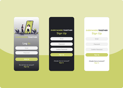 Everywhere Together Concept Art datingapp figma login screen react native