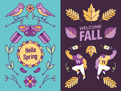 Spring and Fall Desktop Wallpapers desk desktop wallpaper fall football illustration leaves seasons spring