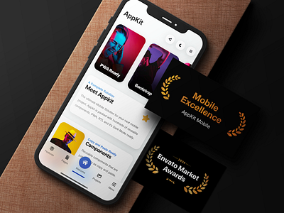 AppKit | Mobile Kit & PWA - Envato Mobile Excellence Award app app design app tenmplate app ui awards best seller big title card design card layout cards ui envato item envatomarket footer menu mobile app mobile app design mobile design mobile template mobile ui slider ui ux