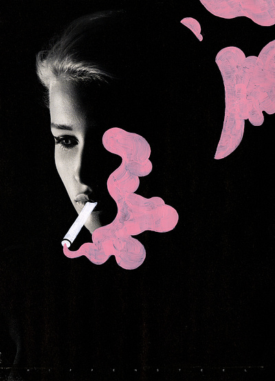 Pink Smoke collage mixed media