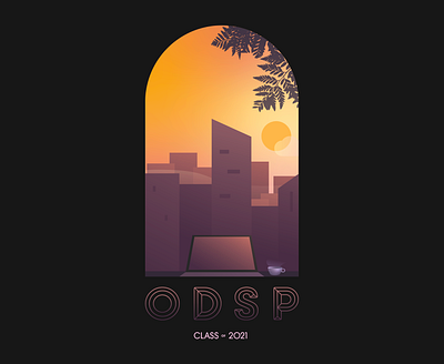 ODSP Class of 2021 coffee custom type gradient illustration illustrator microsoft skyline sunset typography