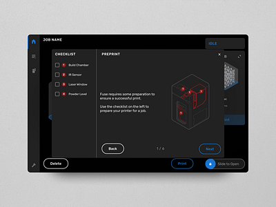 Fuse 1 UI 3d 3d printer 3d printing dark mode design diagram formlabs interface ui ux