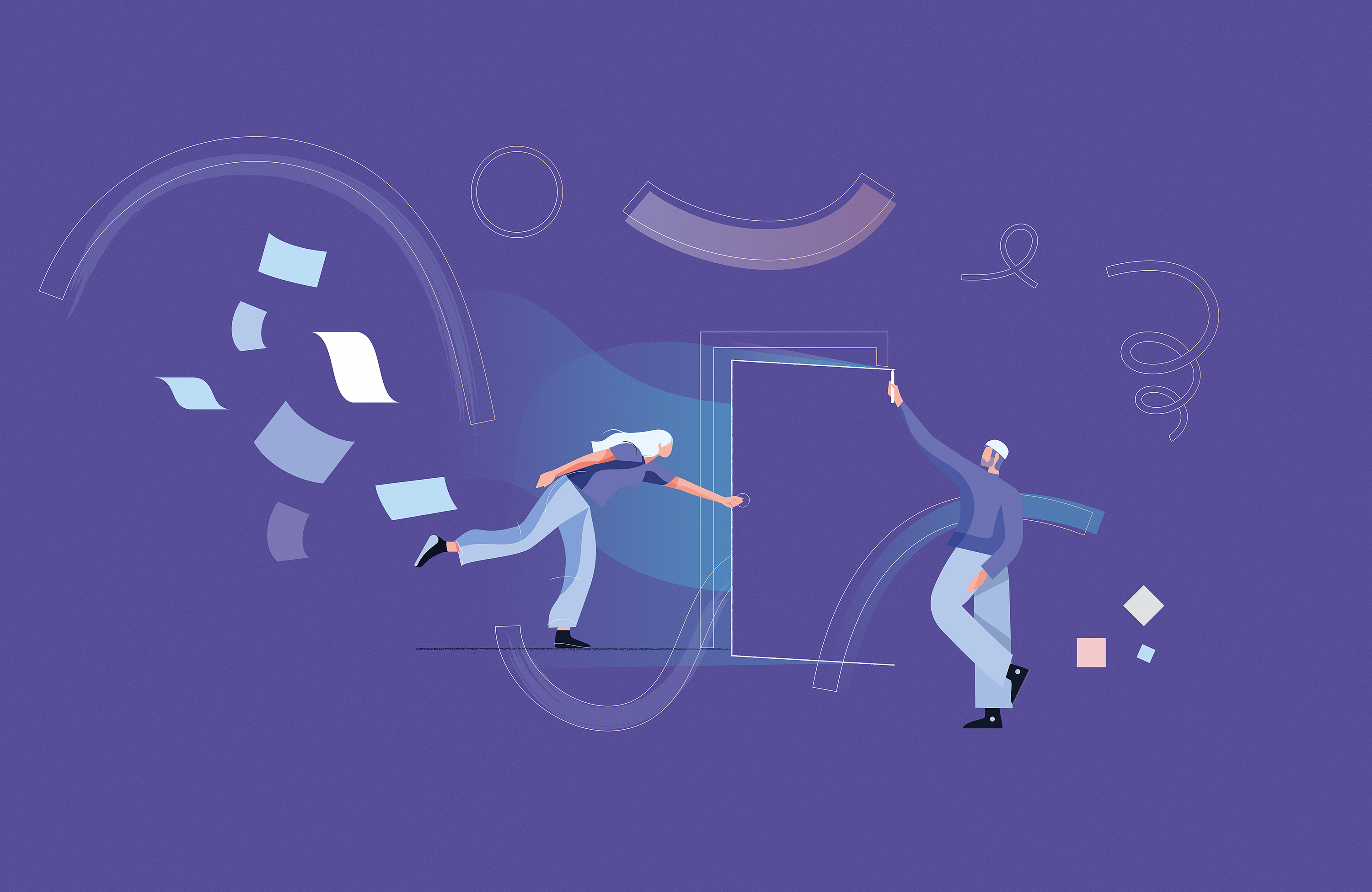 Bloom - Opening Doors abstract campaign door gradient illustration job search people recruitment spot illustration vector