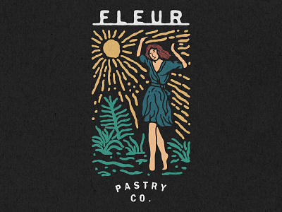 FLEUR dancing girl girl illustration illustration vintage vintage design vintage logo women women in illustration