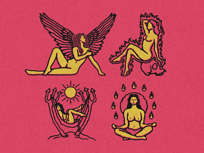 HEAVEN AND HELL Compilation girl girl character girl illustration girls illustration vintage vintage design vintage logo women women in illustration
