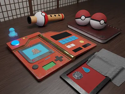 Pokemon desk 3d 3d animation 3d art 3d artist 3d modeling art artwork blender concept creative cute diglett game game art graphic design pokeball pokemon render scene scenery