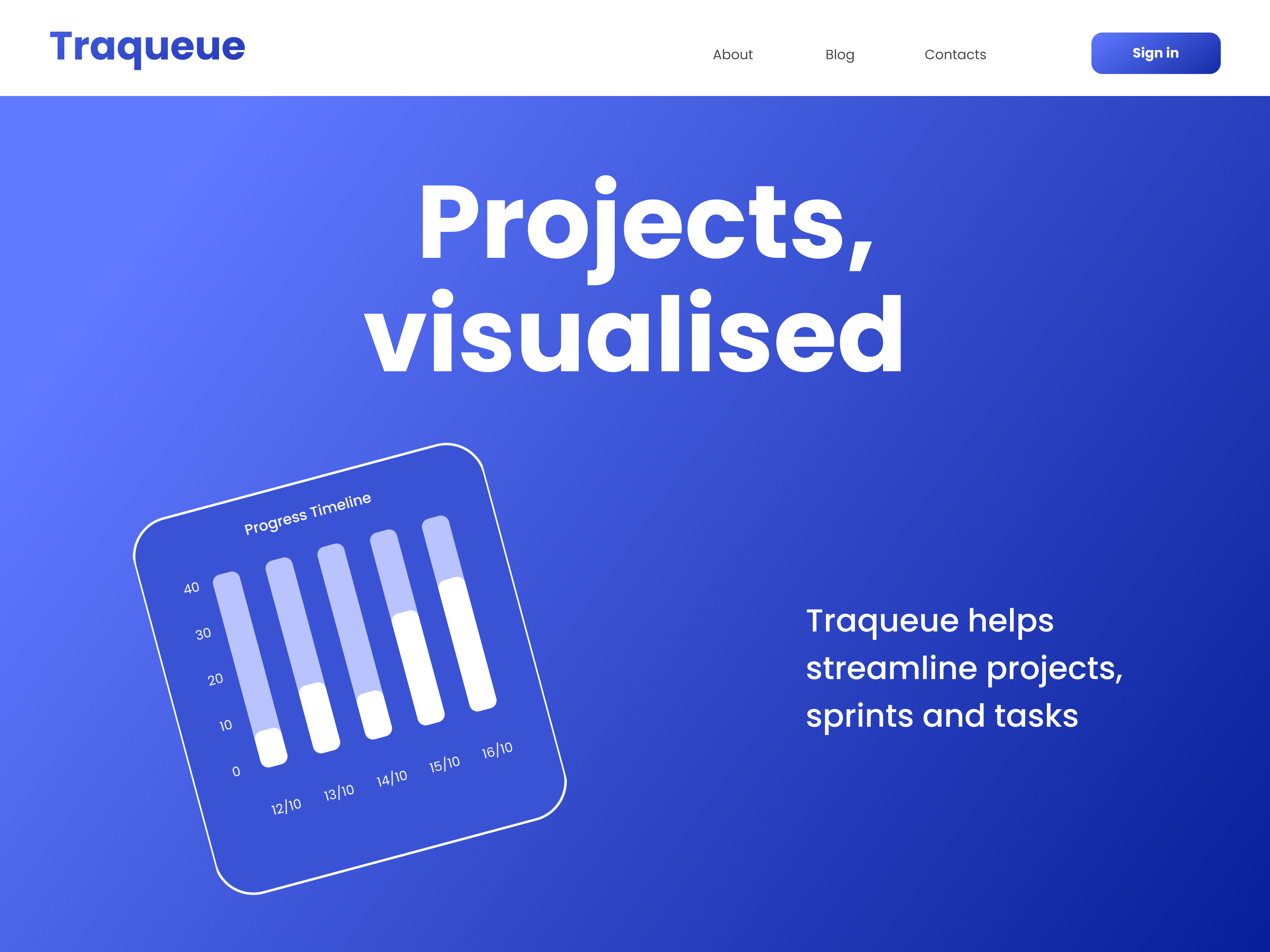Example of Taqueue Landing page