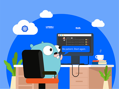 Gopher coding cloud go gopher illustration kubernetes storage