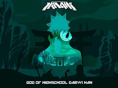 GOD OF HIGHSCHOOL DAEWI HAN anime design fanart flat landscape god of highschool illustration sillhoutte vector