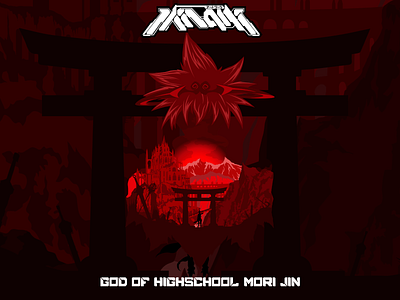 GOD OF HIGHSCHOOL MORI JIN anime design fanart flat landscape god of highschool illustration sillhoutte vector