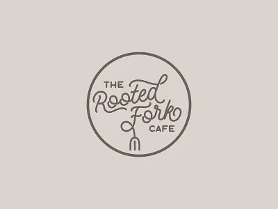 The Rooted Fork Cafe logo concept brand branding cafe logo concept eatery fork idnetity logo logo design restaurant logo root type