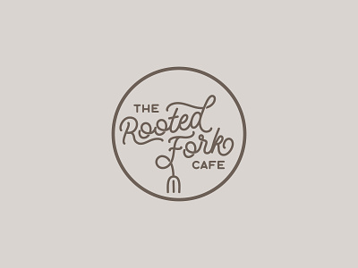 The Rooted Fork Cafe logo concept brand branding cafe logo concept eatery fork idnetity logo logo design restaurant logo root type