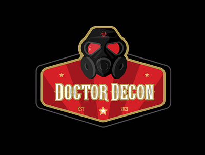 Doctor Decon adobe illustrator badge badge design badge logo bio biohazard doctor flat design freelance gold graphic design hazard logo design logo designs mask masks red safety small business vector art