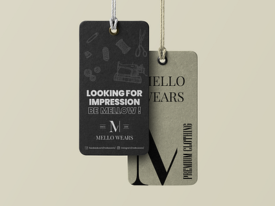 MelloWears clothing brand clothing label custom fashion hangtag iconography illustrator modern premium mockup serif vintage