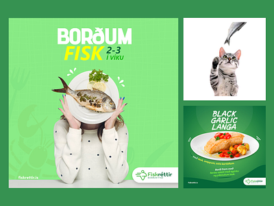 Fiskréttir // Social Media facebook ad facebook banner food and drink graphic design instagram banner instagram post instagram template promotional design restaurant branding social media design