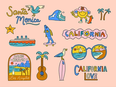 L.A. Illustrations and Lettering badge beach california character coastal illustration la lettering long beach los angeles mascot merch design ocean outdoors santa monica ship summer travel