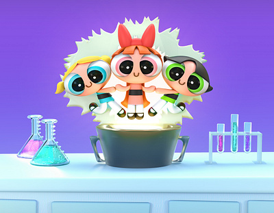 Powerpuff Girls cartoon cartoon character cartoon network character design girl girl power girls girls power laboratory powerpuff girls purple sci fi science