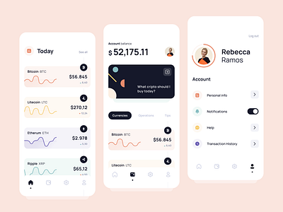 Cryptocurrency app app cryptocurrency design illustration interface design mobile ui wallet