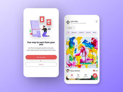 Artwork Sharing Mobile App Concept art artwork community concept design exploration mobile app mobile design mobile ui ux post social media ui ux