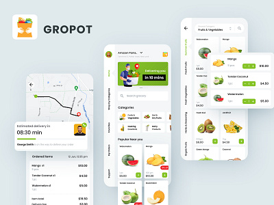 Online Grocery Ordering App UI KIt| Grocery App UI Kit| Gropot app design app ui app ui ki app ui kit application design food ordering app grocery app grocery ordering app online grocery order grocery ui ui design