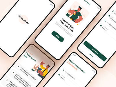 Cleverwaste android app auth design flat modern professional splash screen ui ux waste welcome